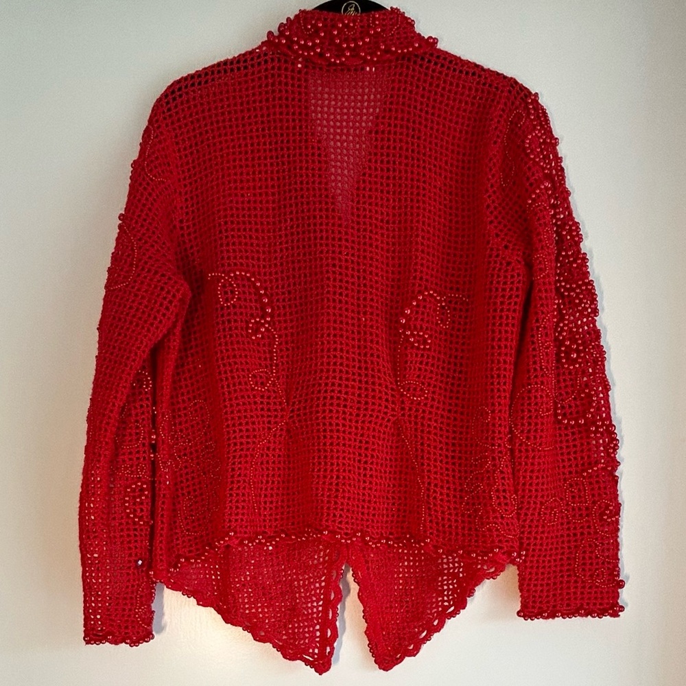 Michael Simon Collared Red Beaded Buttoned Down B… - image 3
